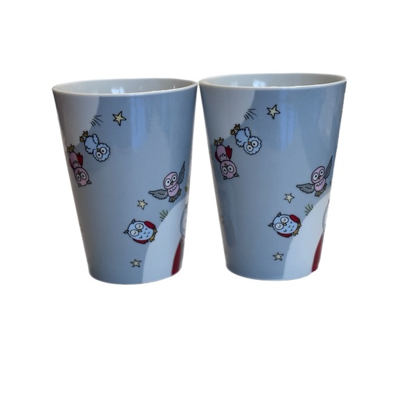 Konitz Owl Design Porcelain Mugs - Set of 2, Gray and White - Picture 2 of 6